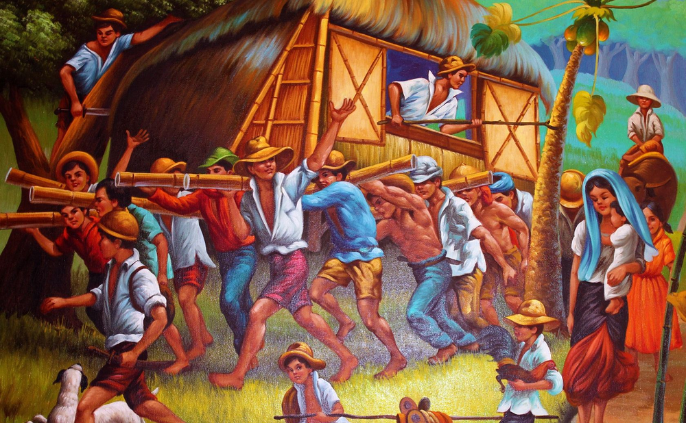 The traditional Bayanihan in the Philippines